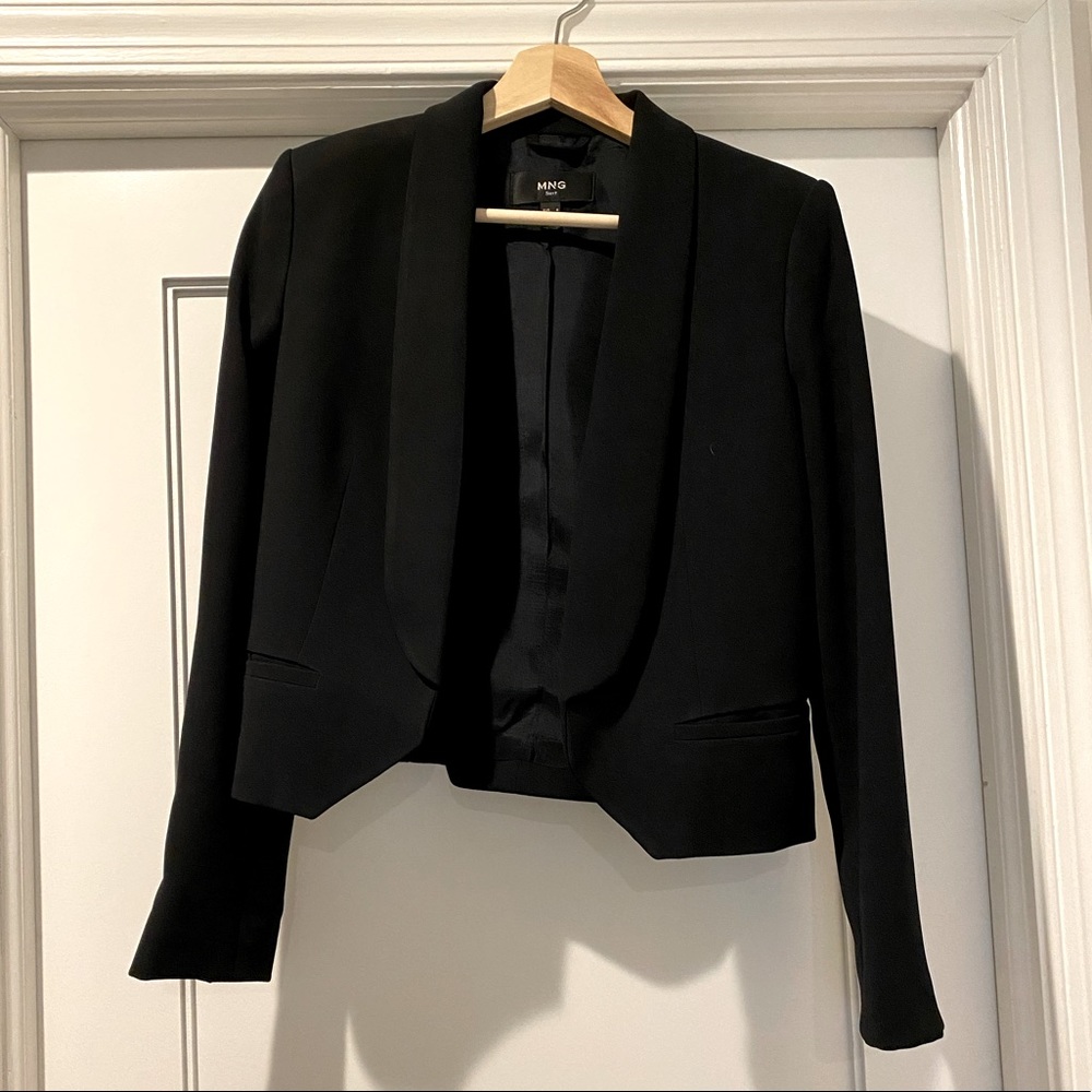 Mango MNG Natalie Cropped Blazer in Black Size XS